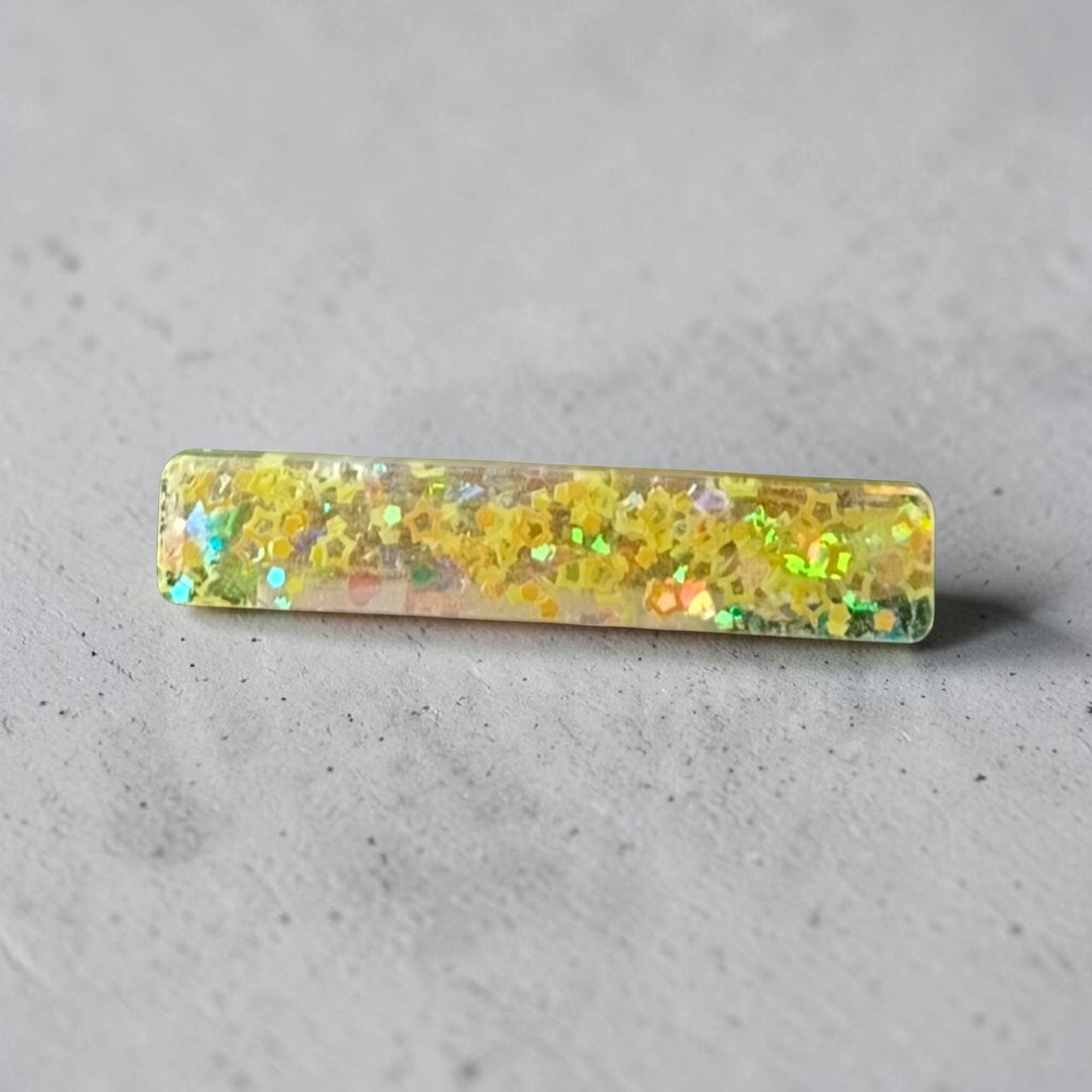 Clip capelli con decorazioni in resina  e glitter gialli – MANIKOCREATIONS