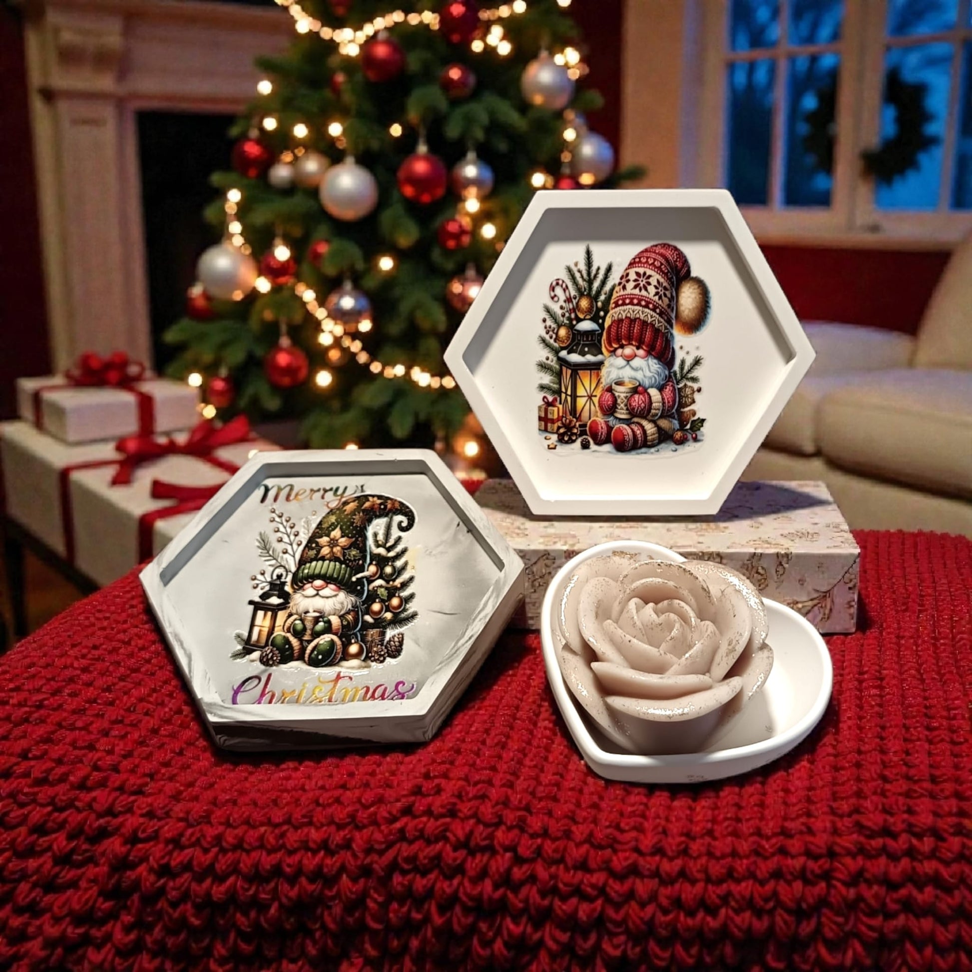 Mini vassoietto esagonale ideale come svuotatasche o come  decorazioni natalizie