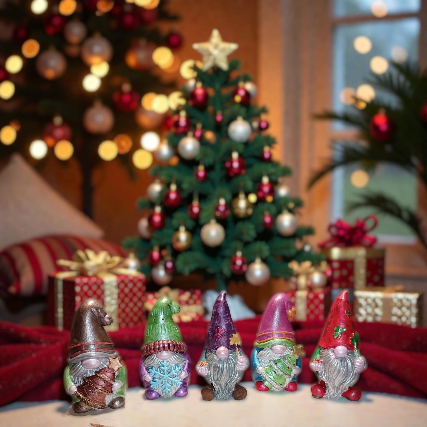 Set gnomi natalizi colorati in gesso artigianale decorazioni natale fatte a mano