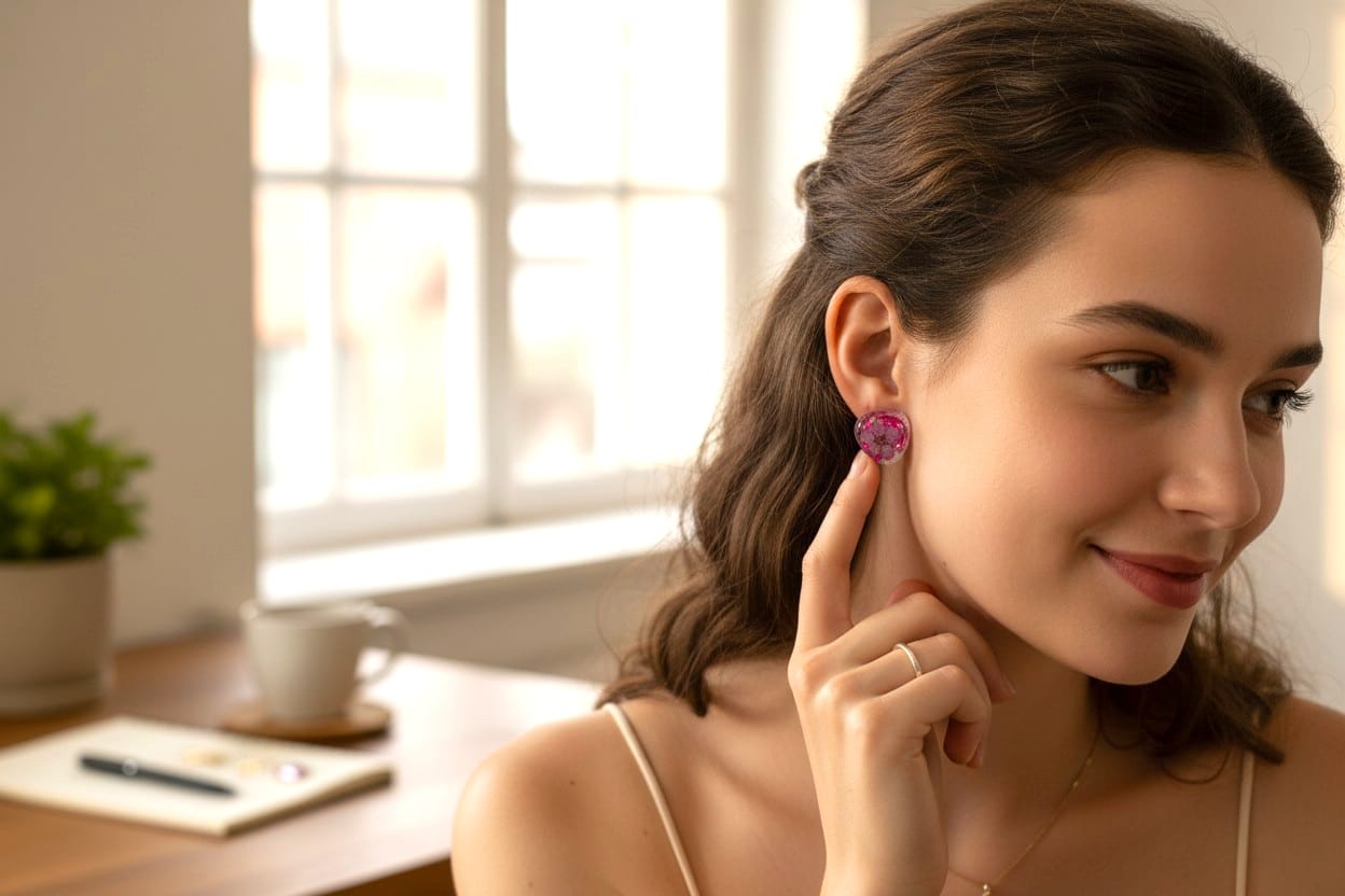 Petal of Light – Ohrstecker aus Kunstharz mit echten Blüten